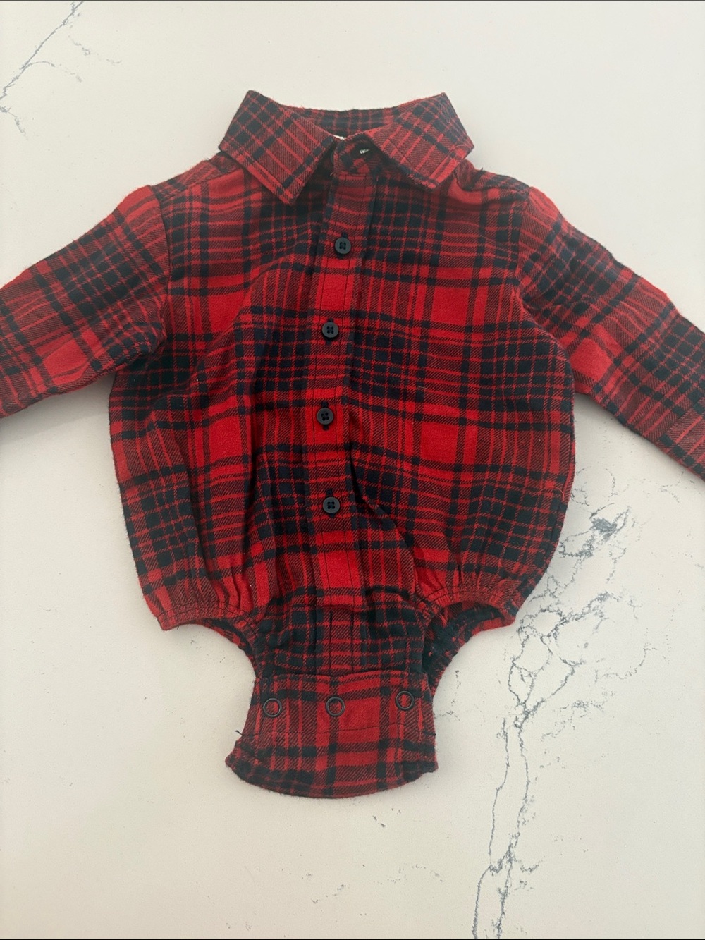 Bass Pro Shops Red and Black Plaid Infant Button-Up